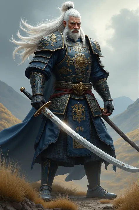 Korean Medueval Warrior with a Sword, White hair