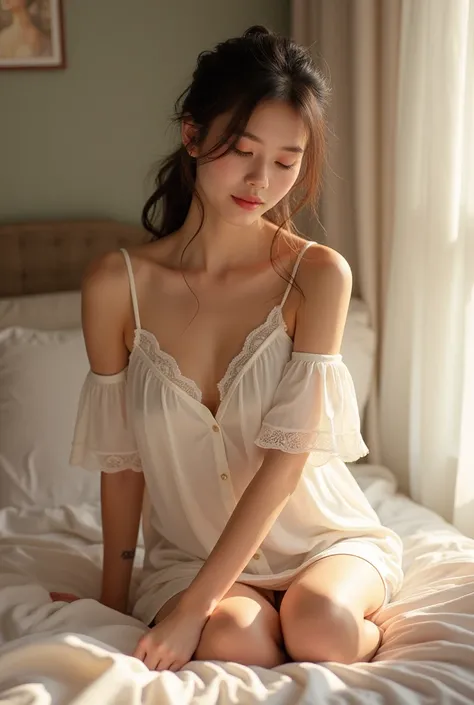 A "nughty girl" often conjures the image of someone at ease, comfortable, and softly feminine. Picture a young woman who prefers the charm and comfort of a nighty for her evening relaxation. This nighty could be made of soft, flowing fabric like silk or co...