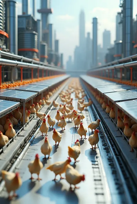 A complete model of a futuristic chicken farm with details