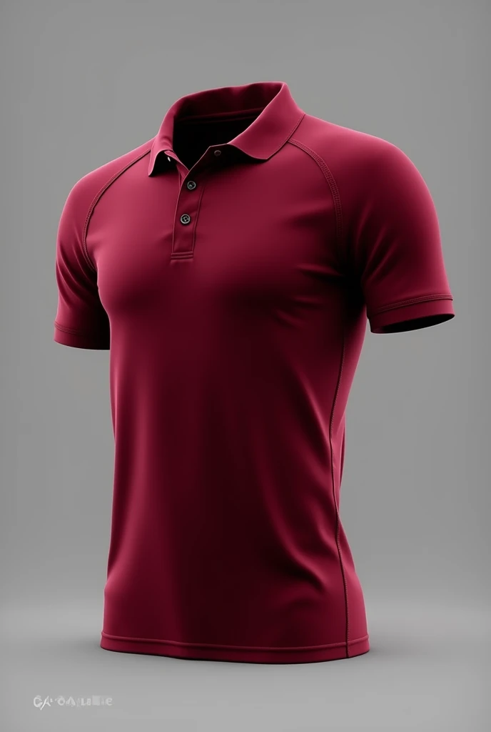 Create a volleyball polo shirt that is maroon red without a shirt cut
