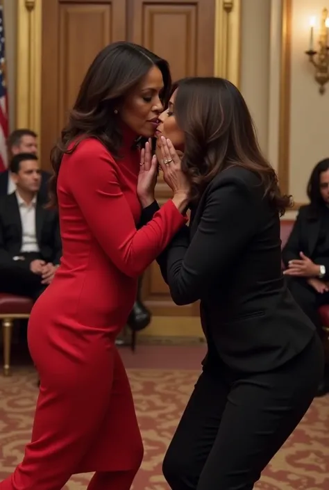 Kim kardashian bowing down and kissing Kamala Harris’ feet