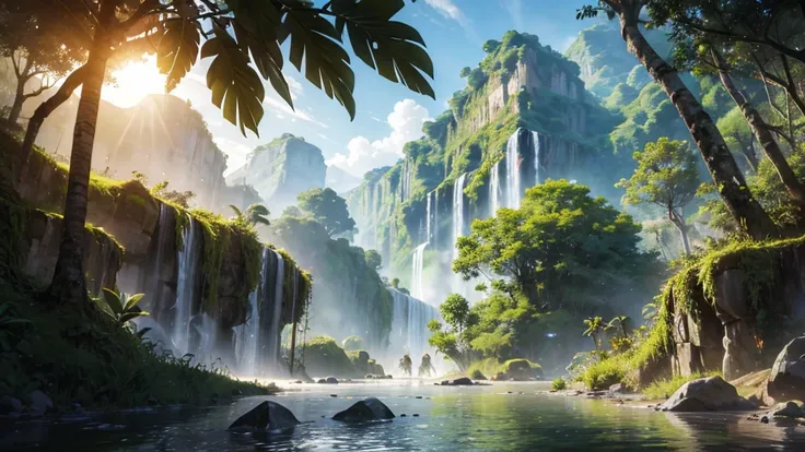 Amazon jungle Landscape environment Background, for joy emotions.