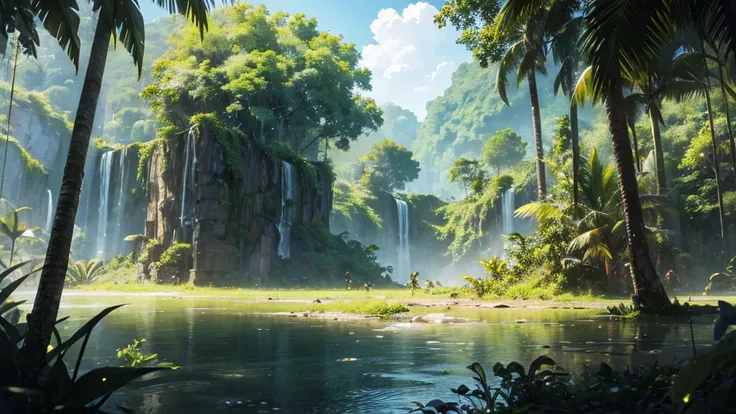 Amazon jungle Landscape environment Background, for joy emotions.