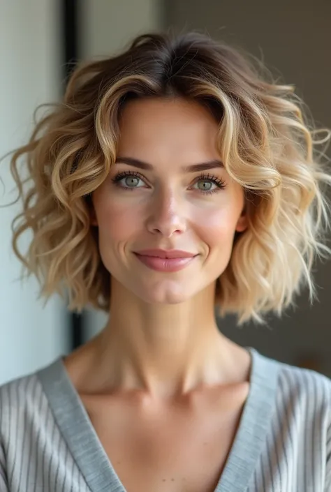 Best haircut and hair color for 47 year old woman with short curly hair and white skin color 