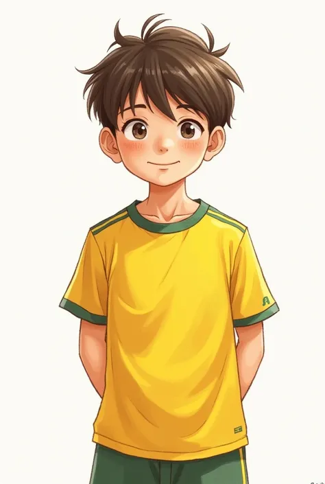 drawing of a boy with a yellow sports shirt