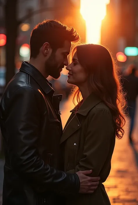 A man and a woman in the city who love each other overcoming all the obstacles that their relationship goes through., showing the lights and shadows of love