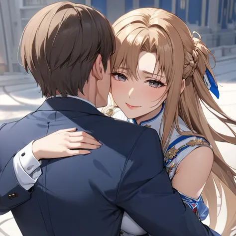 ((Highest quality)), ((masterpiece)), (detailed), （Perfect Face）、The woman is Yuuki Asuna, a Russian with light brown, semi-long hair.、The woman is a member of the United Russia party and is beautifully dressed in a suit and lavish accessories.、She is a Un...