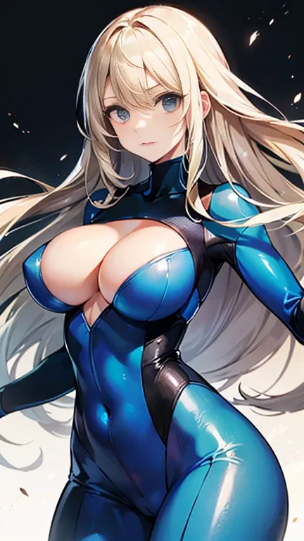 Beauty,Around 20 years old,

Blonde,
(Black Eyes),
(Semi-long hair:1.7),
(expression:Puzzled),
Squat,
Place your arms on your thighs,
Big Breasts,Cleavage,

((Zero Suit:Shiny:Sunlight from the center)), 

(Plain background:grey,1.5),

4K,
high quality,
Hig...