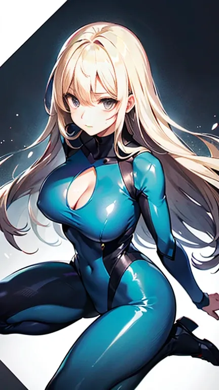 Beauty,Around 20 years old,

Blonde,
(Black Eyes),
(Semi-long hair:1.7),
(expression:Puzzled),
Squat,
Place your arms on your thighs,
Big Breasts,Cleavage,

((Zero Suit:Shiny:Sunlight from the center)), 

(Plain background:grey,1.5),

4K,
high quality,
Hig...