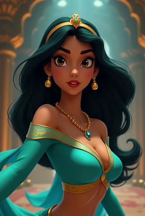 Stunning Princess Jasmine, photo in 8k, in action, cinematic.