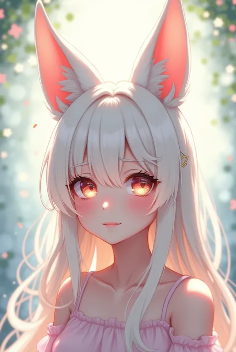 White dog ears anime girl 