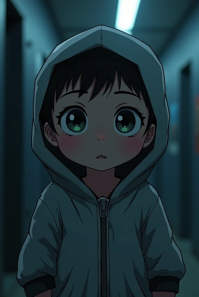 Cinematic Anime style. Manga art. TME0224 face, (((a baby boy, 4yo))) in a funny night (((wearing a baggy zipper onesie))). (((Prison Cell background))). cinematic lighting, drop shadow, masterpiece, UHD, anatomically correct, textured skin, super detail, ...