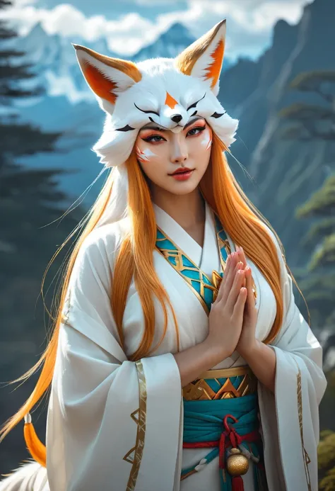 Anthropomorphic feminine kitsune enchantress.  Official Art – An Award-Winning Digital Masterpiece In 4K Ultra HD, Extreme Detail And Intricate Realism. Symmetrical Face. This Concept Art Brought To Life By The Hands Of Artists Like Wlop & Artgerm In A Stu...