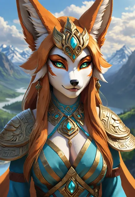 Anthropomorphic feminine kitsune-dragon enchantress. Official Art – An Award-Winning Digital Masterpiece In 4K Ultra HD, Extreme Detail And Intricate Realism. Symmetrical Face. This Concept Art Brought To Life By The Hands Of Artists Like Wlop & Artgerm In...