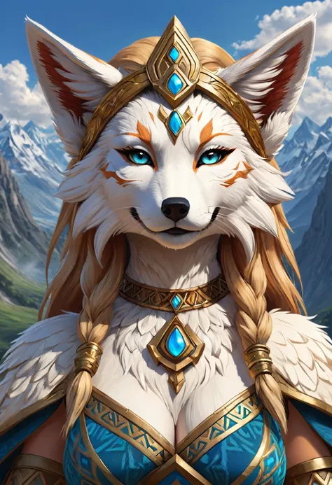 Anthropomorphic feminine kitsune-griffin enchantress. Official Art – An Award-Winning Digital Masterpiece In 4K Ultra HD, Extreme Detail And Intricate Realism. Symmetrical Face. This Concept Art Brought To Life By The Hands Of Artists Like Wlop & Artgerm I...