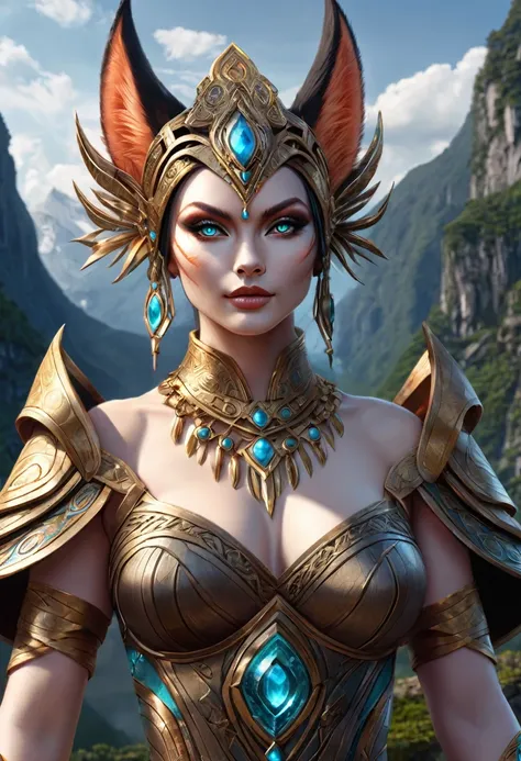 Anthropomorphic feminine fitsune enchantress. Official Art – An Award-Winning Digital Masterpiece In 4K Ultra HD, Extreme Detail And Intricate Realism. Symmetrical Face. This Concept Art Brought To Life By The Hands Of Artists Like Wlop & Artgerm In A Stun...