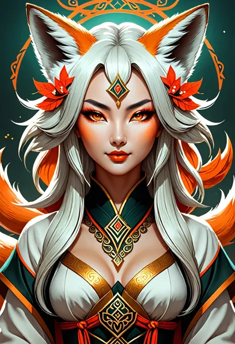 Anthropomorphic feminine kitsune enchantress. Official Art – An Award-Winning Digital Masterpiece In 4K Ultra HD, Extreme Detail And Intricate Realism. Symmetrical Face. This Concept Art Brought To Life By The Hands Of Artists Like Wlop & Artgerm In A Stun...