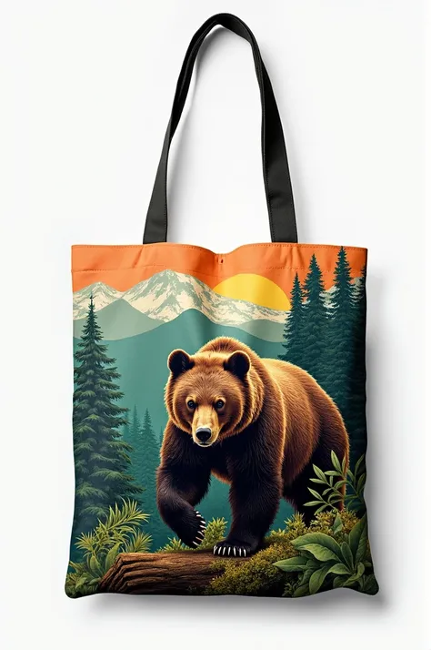 Reusable bag with a design related to the Oxapampa Biosphere Reserve and the spectacled bear