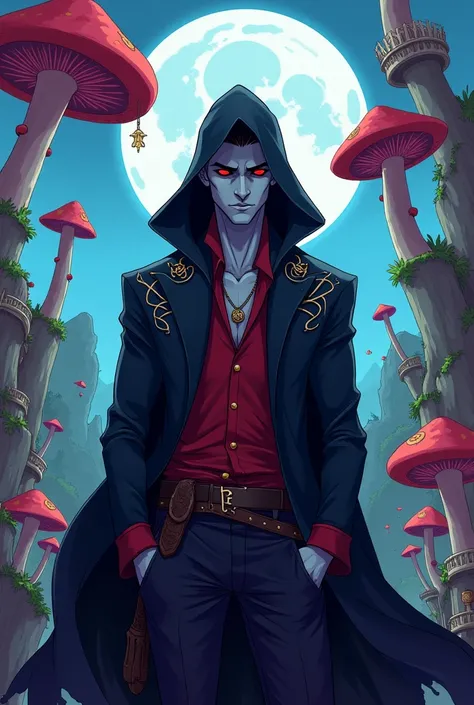 Male vampire rogue hooded, Cartoon style aventure time rpg