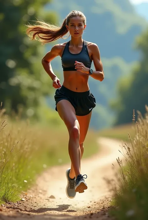 Athlete girl from behind