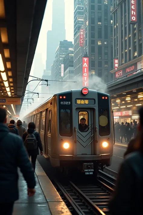 Subway train outside 