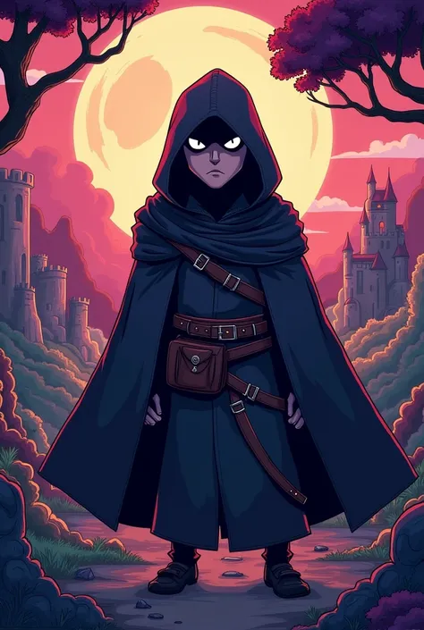 Vampire rogue hooded, Cartoon style adventure time rpg lord of the rings