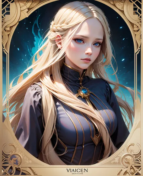 a close up of a woman with long blonde hair holding a cell phone, inspired by Magali Villeneuve, fantasy art portrait, fantasy portrait art, detailed matte fantasy portrait, alice x. zhang, fantasy portrait, epic fantasy art portrait, beautiful fantasy art...