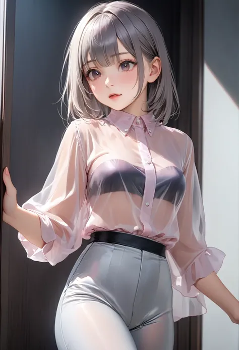 （（younger sister））， Realistically， Highest quality， （（（（（Silk shirt： 1.5））））， （（Super high-leg pants））， （See-through））））， （show one&#39;s upper body））））， Full Body Lesbian， （Large Breasts）， （20 years）， （（Above the knee stockings： 1.5））， （Breasts： 1.9））））， ...