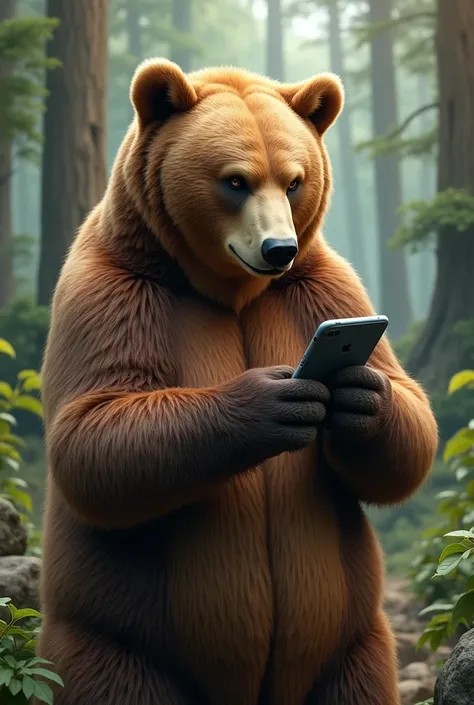 Bear,smartphone,operate