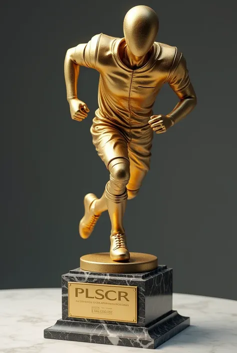 A football trophy PLSCR designed on it 
