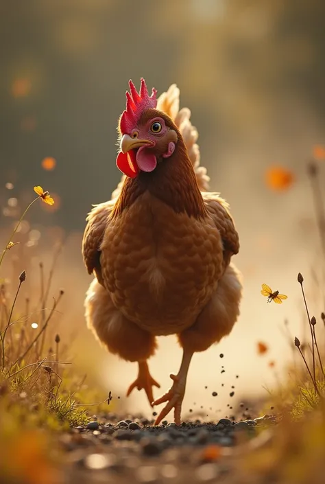 boy running after a chicken