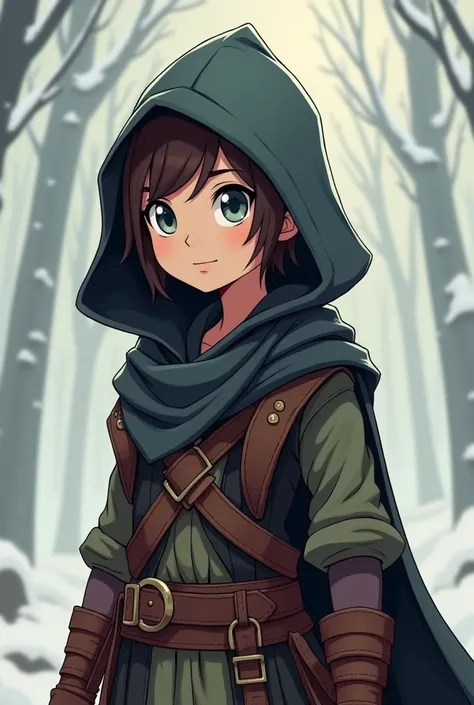 RPG rogue, hooded with midle east thematic and pale skin, Cartoon style