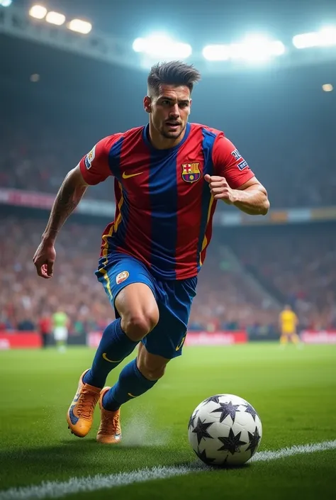 A football player scoring a goal