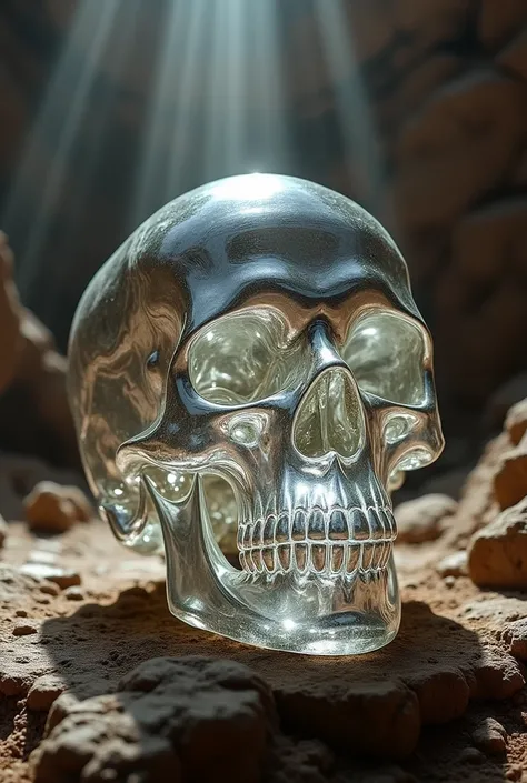 Pell－In the Inca temple of、Allegedly found、 Crystal skull、(foreshortening, Canon, uhd, anatomically correct, super detail, high details, highness)