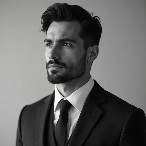 a high-detailed man in a formal suit, minimalist monochromatic portrait, smart business professional, elegant corporate headshot, detailed facial features, sharp focus, photorealistic, 8k, best quality, masterpiece