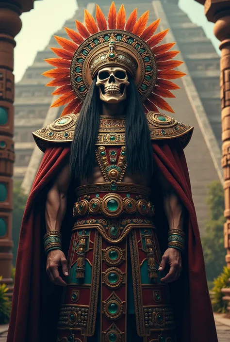 Aztec king with skull mask
