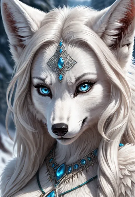 Anthropomorphic feminine arctic-fox-satyr enchantress. Official Art – An Award-Winning Digital Masterpiece In 4K Ultra HD, Extreme Detail And Intricate Realism. Symmetrical Face. This Concept Art Brought To Life By The Hands Of Artists Like Wlop & Artgerm ...