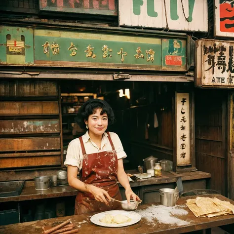 
((masterpiece、Highest quality))、Poor conditions、Japan 1980s, Dirty Standing Tavern、Cooking、Japanese alcoholic drinks、Old and dirty store, Unsanitary and dirty downtown Tokyo, Japan Streets, Cute girl working at the store、Poor workers、Rusted corrugated iro...