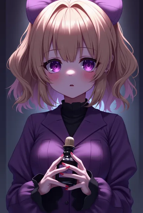 Safa has dirty blonde ringleted hair,
droopy purple eyes
an outfit theme thats menhera-kei and lte purple coloured
Their character type is yandere
they love sewing, they transform using! a perfume