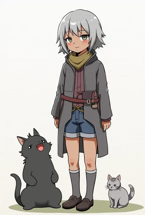 adventurer, animal , dark skin, short hair,gray hair,1girl