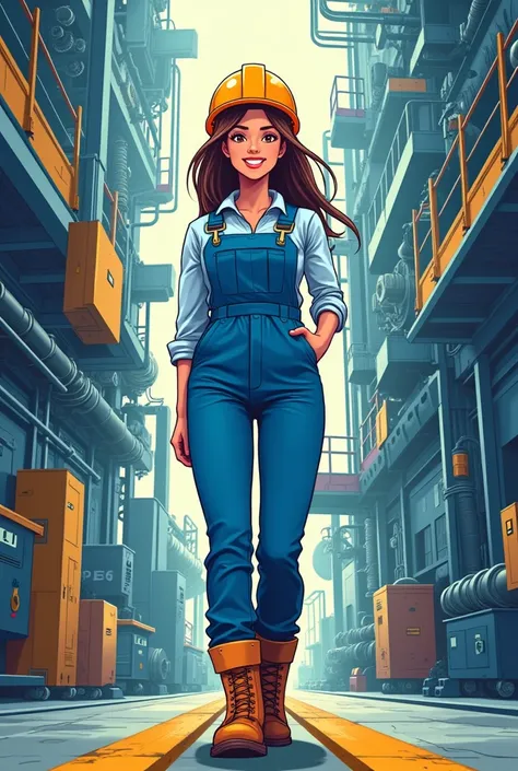 Drawing of a happy industrial engineer girl