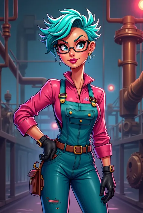 Cartoon of a sexy industrial engineer girl 