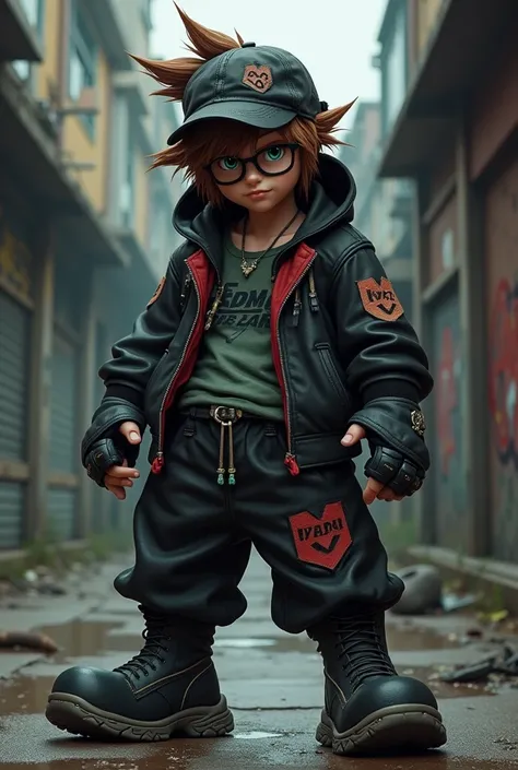 Generate sora from kingdom hearts but hes gangsta, make him from the hood, MAKE HIM EVEN MORE GANGSTER,  give him glasses