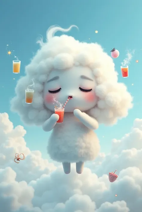 A cloud drinking drinks