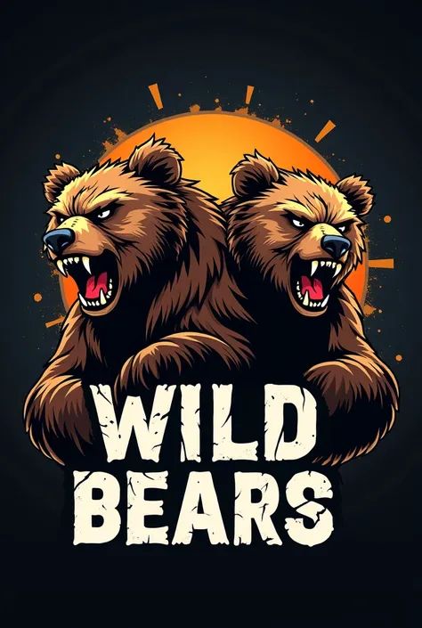 A logo that says wild bears with the letters behind the bears and the bears look animated but angry