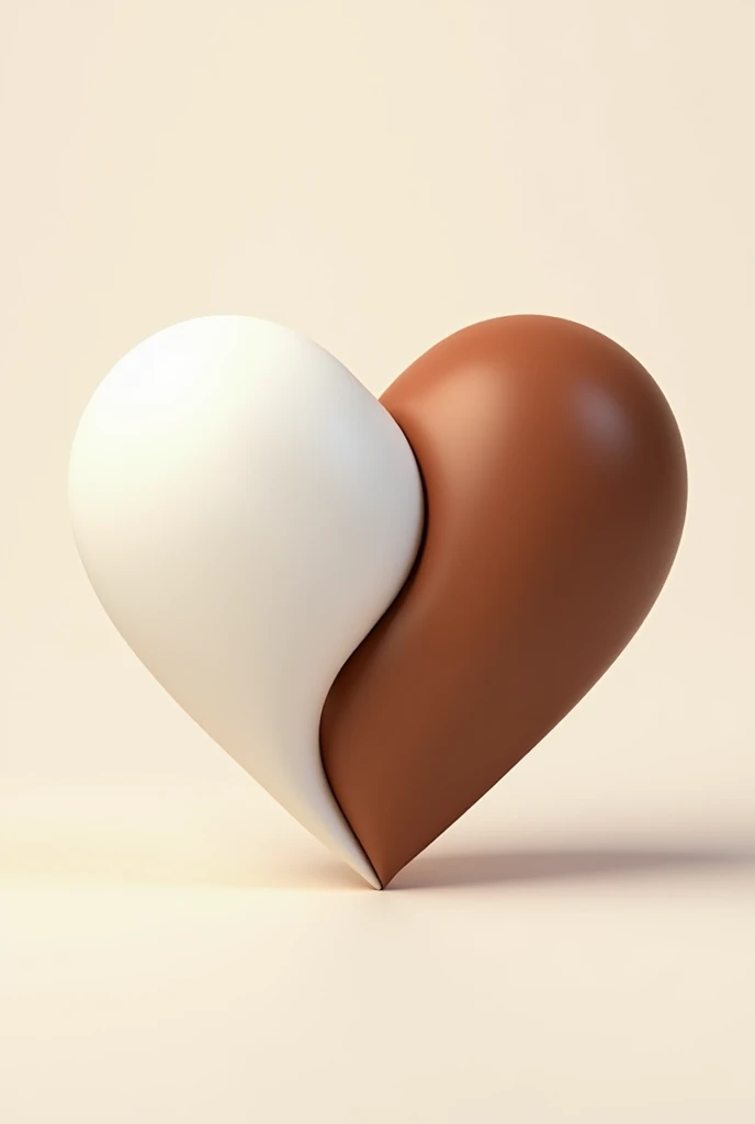 create a half white half brown heart emoji