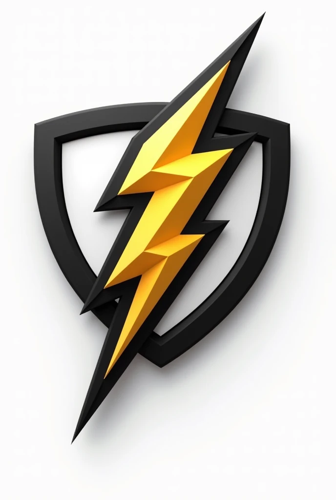 create a team emblem with white colors, black and gold with a 2d lightning bolt, basic