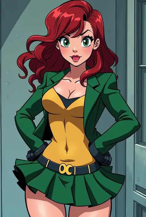 Rogue from The x men animated series, wearing sexy schoolgirl outfit