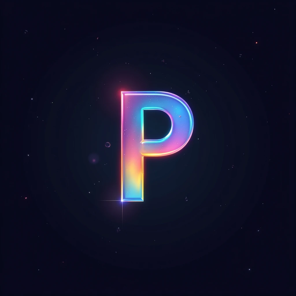 Logo, "P" logo with a prism hologram logo