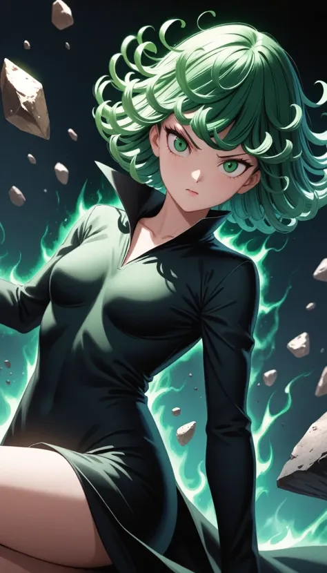 (work of art, best qualityer, very aesthetic, ultra detaild), details intricate,
1 girl, tatsumaki, one punch man, black clothin...